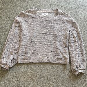 Madewell Neutral Marled Cropped Crewneck Sweater